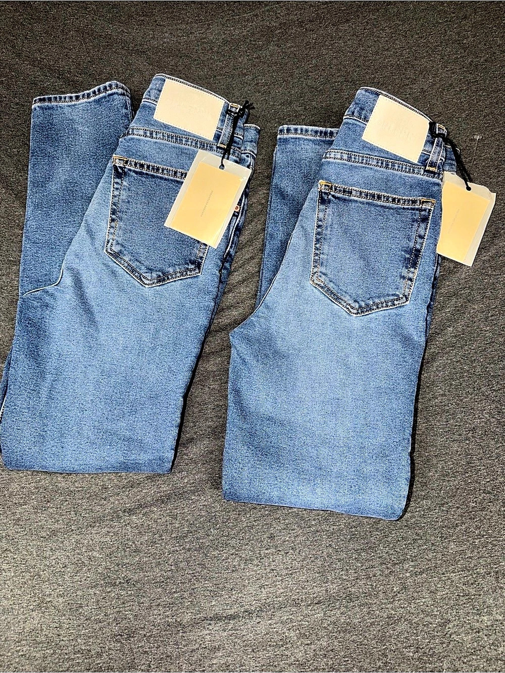 2 pairs of GRLFRND Karolina High Rise Straight Crop Size 24 Blue Jeans